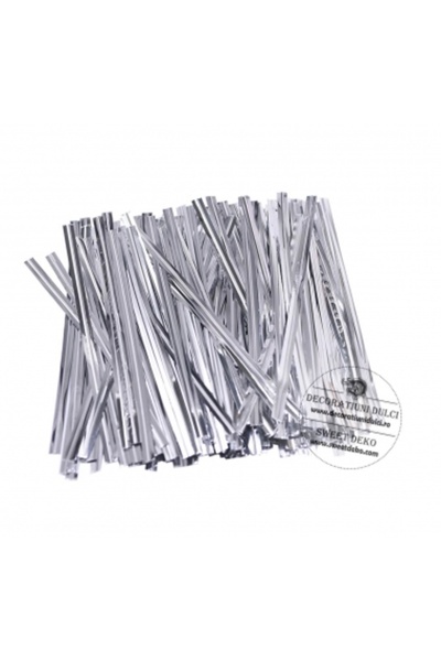 Decoratiuni Dulci Banda argintie din metal pentru impachetare 6m