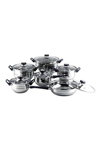Floria 12-piece stainless steel pot set ZLN-4038, glass lid, induction compat...