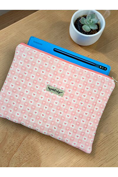 Ayza Stüdyo حقيبة آيباد ناعمة ومبطنة - نمط قلوب وردية اللون، مقاس 10-13 بوصة ...