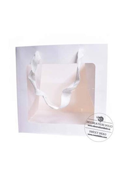 Decoratiuni Dulci White gift bag with window - 15x15cm, H 15cm