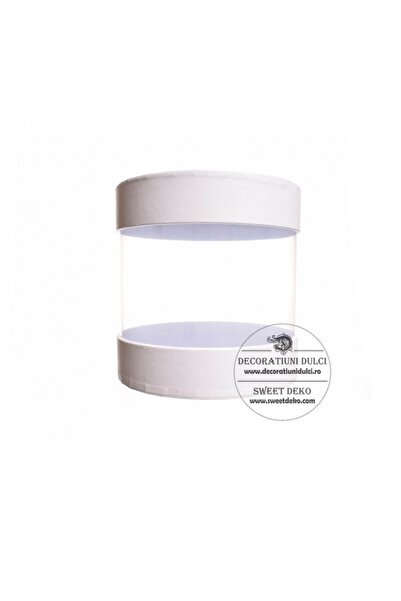 Decoratiuni Dulci White round box, diameter 13cm, with Sheer side