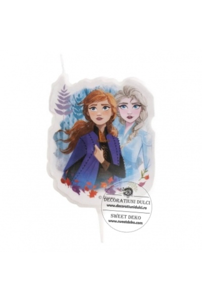 Decoratiuni Dulci Lumanare tort cu Elsa si Ana, Frozen II