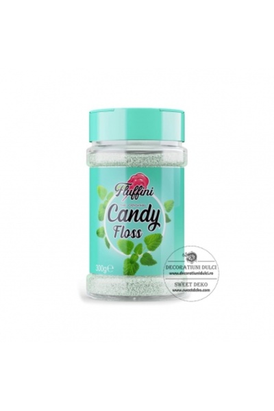 Decoratiuni Dulci Mint-flavored cotton candy on a stick, Fluffini candy floss...