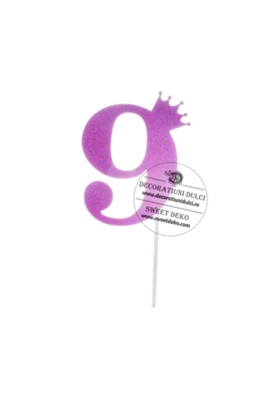 Decoratiuni Dulci Топер от картонена кутия с блясък на цифра 9 циклама