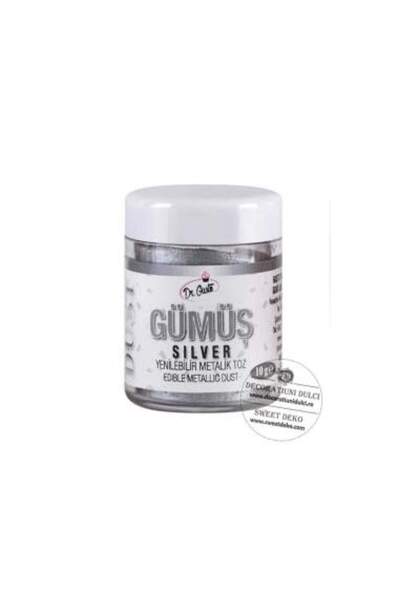 Decoratiuni Dulci Glitter argintiu, Dr Gusto metallic dust 10g