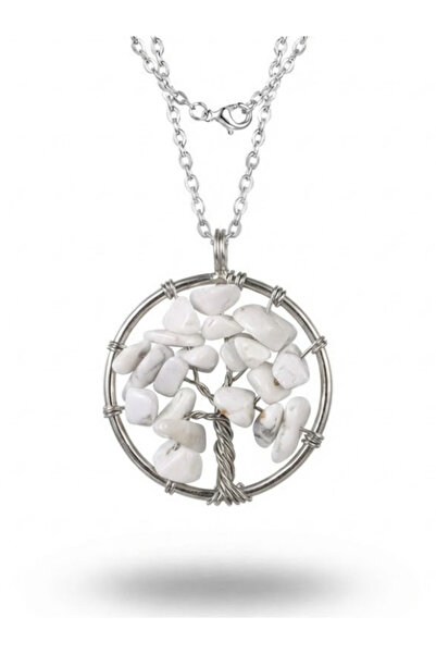 Leerybee قلادة نسائية من الحجر الطبيعي على شكل شجرة الحياة