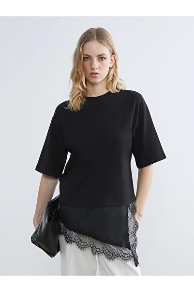 BE CHİC TRICOU DE DAMĂ CU GULER ROTUND, MÂNECĂ SCURTĂ, DETALIU TUNICĂ DREAPTĂ...