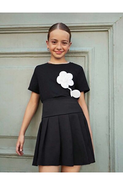 MAROVOAY Girls' High-Waisted Pleated Skirt