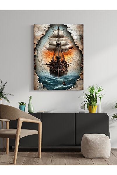 visdora Платно с картина на пиратски кораб Декорация за домашен офис Кухня Пл...