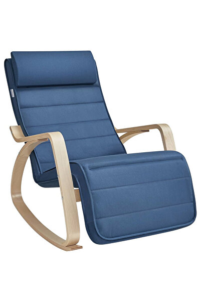 SONGMICS Rocking chair with wooden armrests, 5-position adjustable footrest, ...