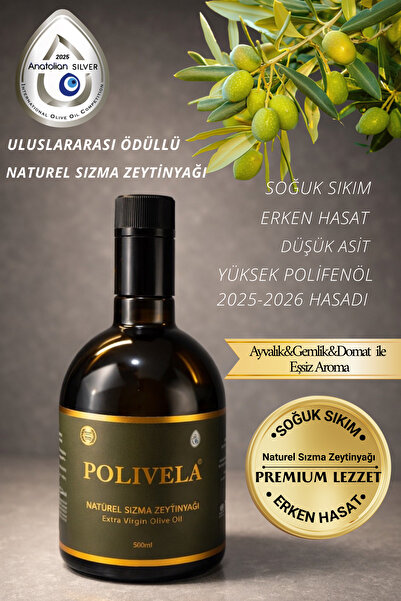 Polivela Erken Hasat Soğuk Sıkım Natürel Sızma Zeytinyağı 500 ml – Yüksek Pol...