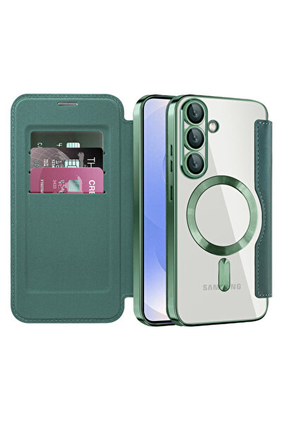 Techsuit Husă tip carte SmartMag pentru Samsung Galaxy S25, verde