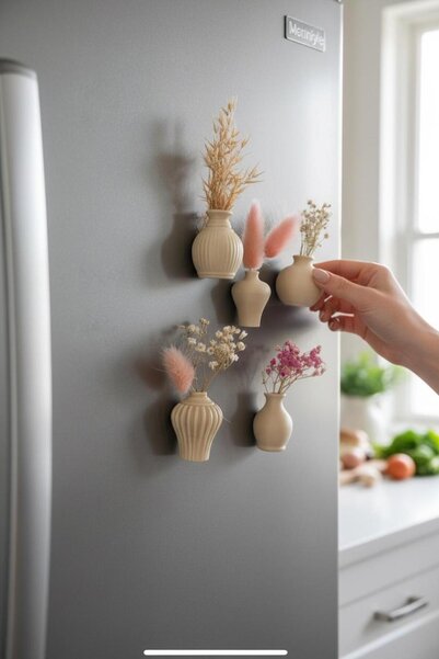 Bihome Ev Dekor & Hediyelik 5’li Mini Vazo Magnet – Dekoratif Çiçeklik Duvar ...