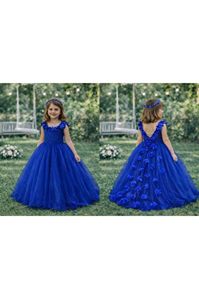 FERA Prenses kabarık tüllü Çiçekli çocuk abiye