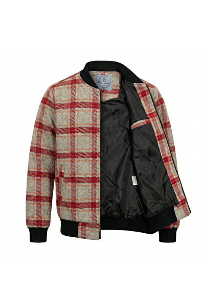 ixir Plaid Patterned Cashmere College Coat Red