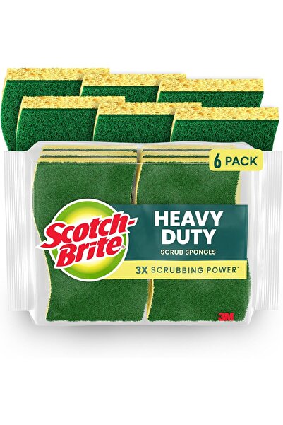 Scotch -Brite Heavy-Duty Scrub Sponges Green 6 Count (Pack of 1)