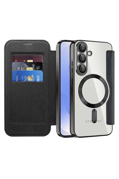 Techsuit Husă tip carte SmartMag pentru Samsung Galaxy S25 Plus, neagră