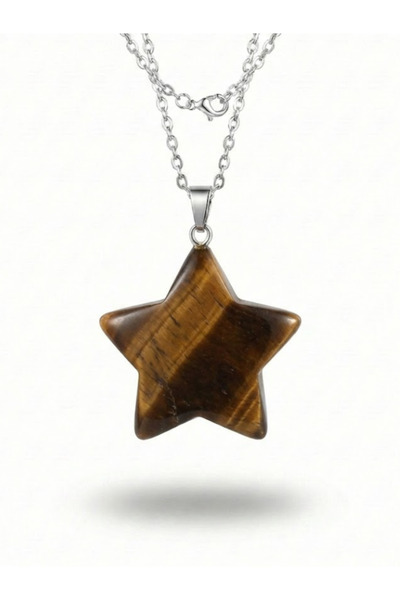 Leerybee Star Cut Natural Stone Steel Colorfast Pendant and Chain - Special C...