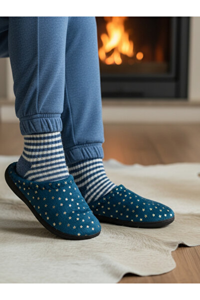 GEZER Turquoise Yellow Star Glitter Home Dowry Guest Slippers Stylish Comfort...