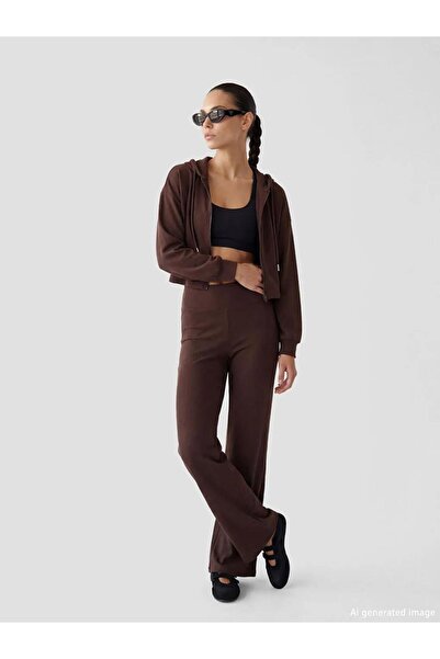 LC Waikiki Кафяви еластични дамски спортни клинове с мека материя (S6)