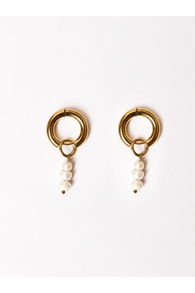 OEM Round earrings with 3 pearls 18K