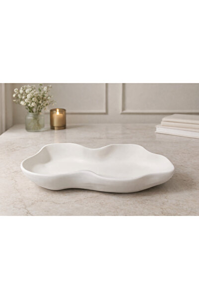 YİĞİTER Wave Form Decorative Stone Powder Plate – Modern Presentation & Objec...