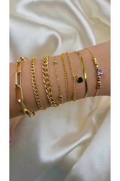 Eylülün Takısı Women's Gold Color 8 Piece Bracelet