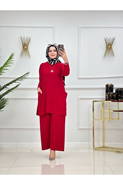 SELVENORA Almina Sandy Fabric Hijab Set Tunic Pants Two-Piece Set – Plus Size...