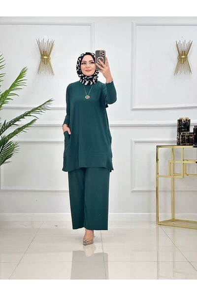 SELVENORA Almina Sandy Fabric Hijab Set Tunic Pants Two-Piece Set – Plus Size...