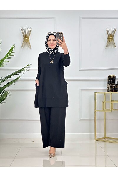 SELVENORA Almina Sandy Fabric Hijab Set Tunic Pants Two-Piece Set – Plus Size...