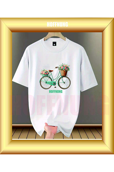 HOFFNUNG Unisex Short Sleeve Round Neck Bicycle Flower Hoffning Printed Solid...