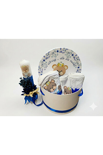MASSIBEBE Complete Baptismal Kit for Boy "The Little Bear Prince" - Elegant S...