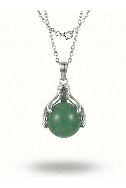 Leerybee Dragon Claw Design Sphere Natural Stone Necklace - Stylish Steel Cha...