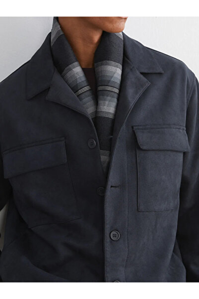 LC Waikiki Anthracite Standard Fit Shirt Collar Suede Men's Coat