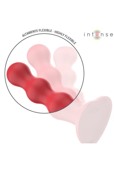 INTENSE Vibrator Flexibil cu Ventuză, 10 Vibrații, Telecomandă, Silicon Medical, Roșu