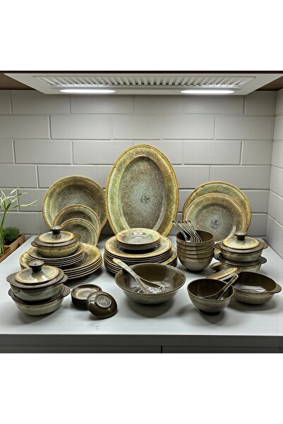 CC 57-piece marble-patterned melamine dinnerware set for 6 people. High-quali...