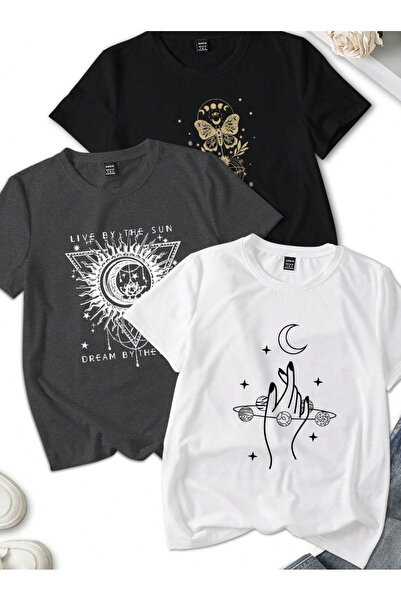 COHERENT Tricou unisex pentru bărbați/femei THE SUN 3-PIECE, din bumbac supra...