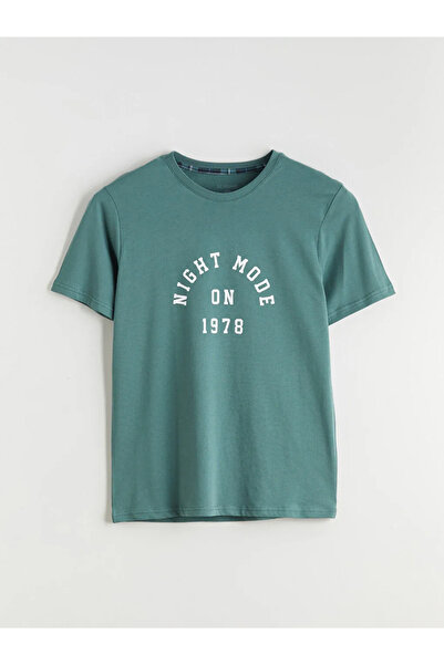 LC Waikiki Top de pijama pentru bărbați, verde, cu imprimeu și guler tip crew...