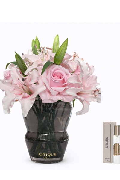 LITIQUE KRİSTAL FÜME CAM PEMBE LİLYUM VE GÜL-LÜKS ODA PARFÜMÜ