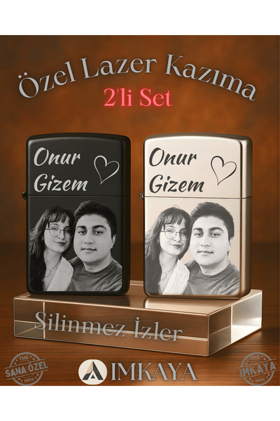 imkaya Kişiye Özel Çakmak Set / Benzinli / Sevgili Arkadaş Hediyesi