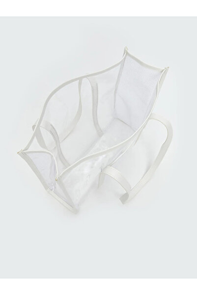 LC Waikiki White Lemon Printed Women's Beach Bag and Wallet