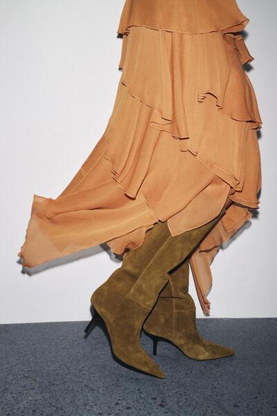 Buti Allbucks Zr Za-Ra 100% Suede Leather Thin Heel Boots Abzra3759