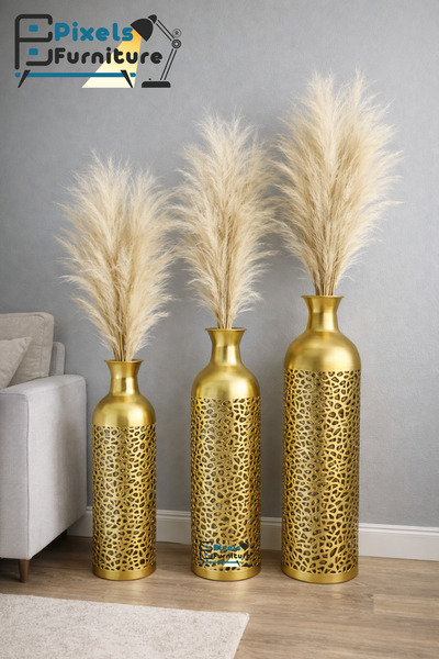 PixelsFurniture 3-piece vase set, luxury metal vases from Pixel Furniture, de...