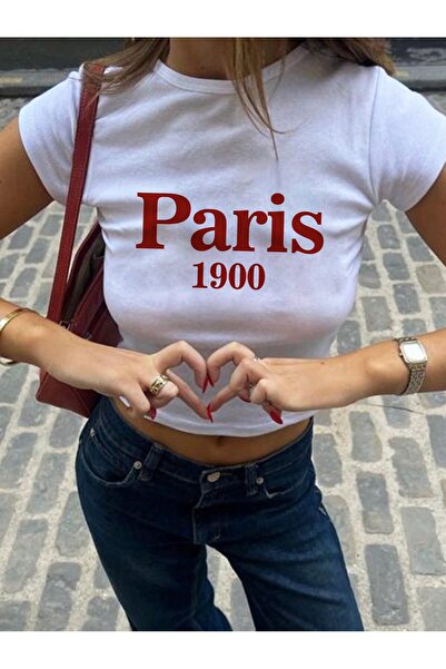 Velostra تي شيرت نسائي قصير مطبوع عليه باريس للاستخدام اليومي