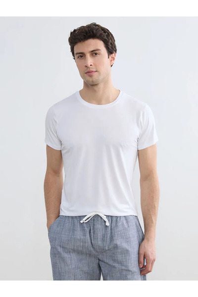 LC Waikiki White Crew Neck Men's Underwear Undershirt