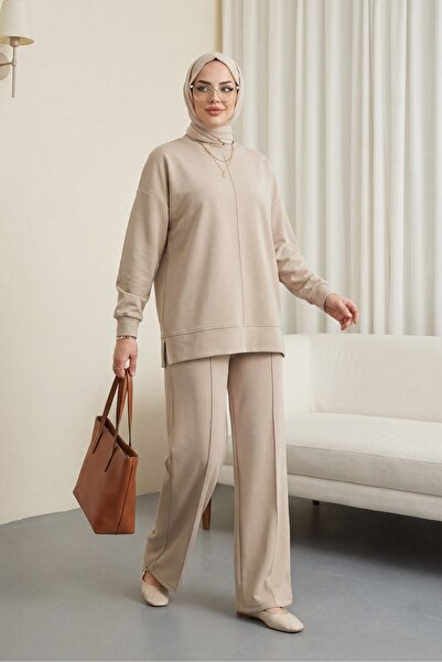 Modamorfo Комплект от две части с обло деколте - камък