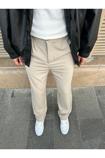 XPUPPETWEAR Beige Pleated Detailed Fabric Baggy Trousers