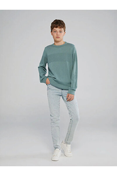 LC Waikiki Pulover tricot pentru băiat cu gât verde