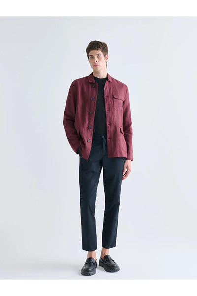 LC Waikiki Mürdüm Standard Mold Guler cămașă 100% in, haină pentru bărbați