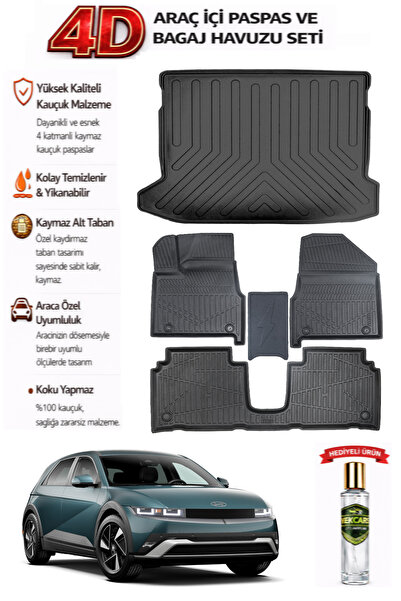 YEKCARS HYUNDAİ İONİQ 5 2026 MODEL ARACA ÖZEL KOKUSUZ PASPAS TAKIMI + BAGAJ H...
